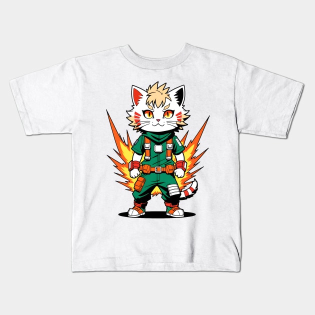 Bakugo Cat - Explosive Energy Kids T-Shirt by Jackson Williams